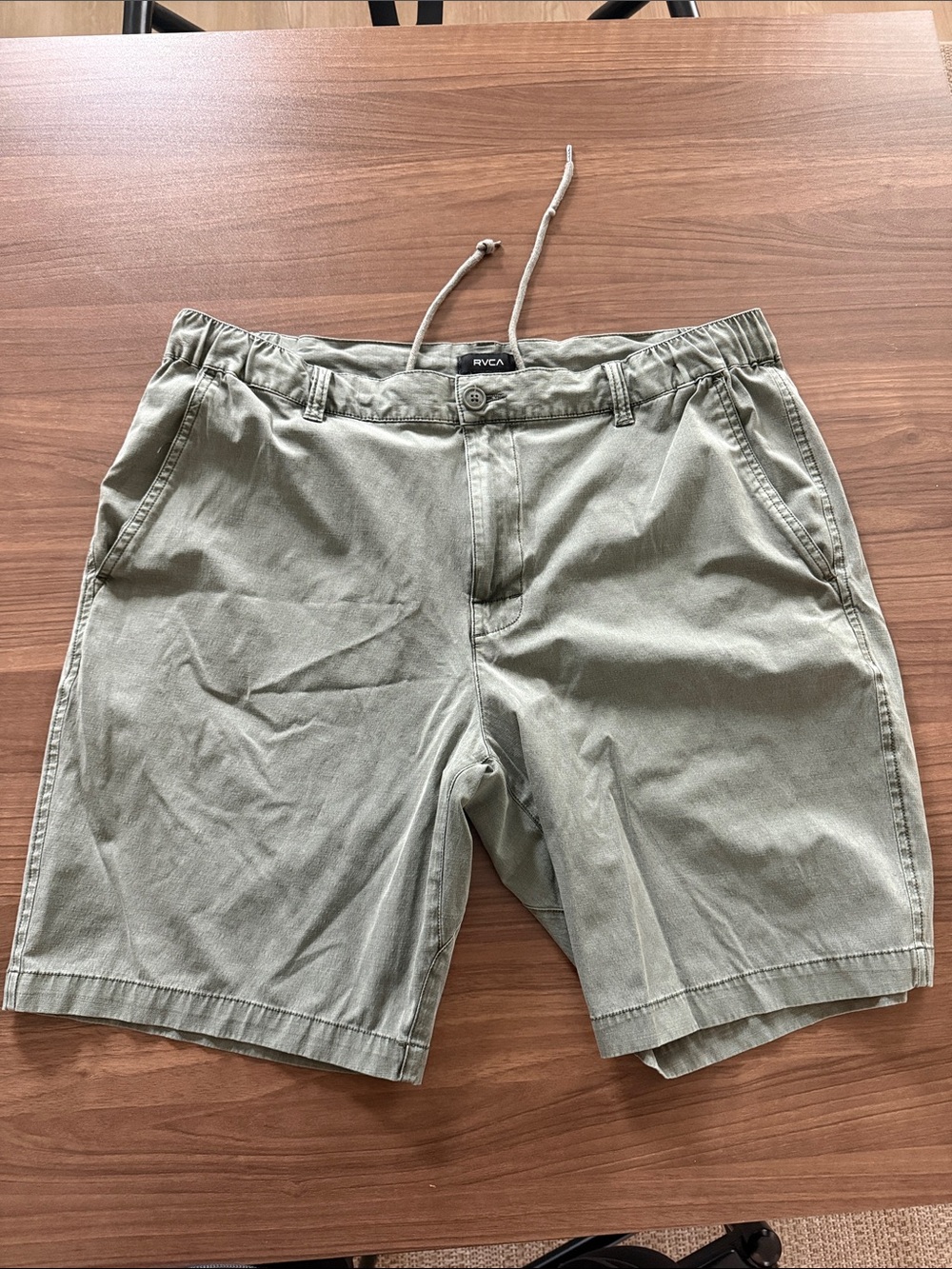 RVCA Men's Olive Drawstring Casual Shorts